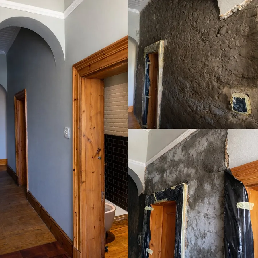 Rising damp repaired in Green Point, plaster removed, Cemflex applied, replastered and repainted