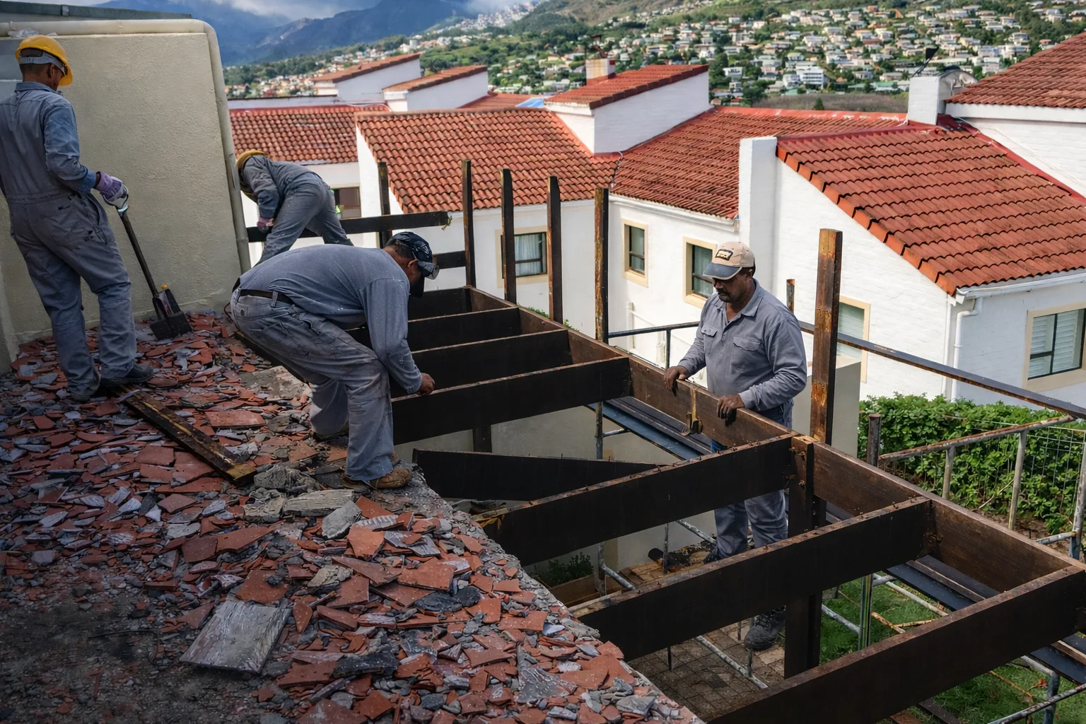 CBM team stripping the old roof during the Hout Bay renovation