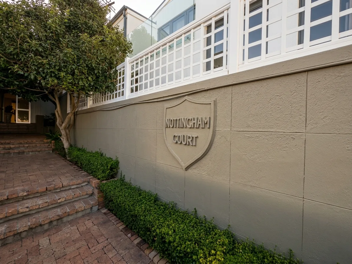 Nottingham Court entrance wall and signage in Bantry Bay