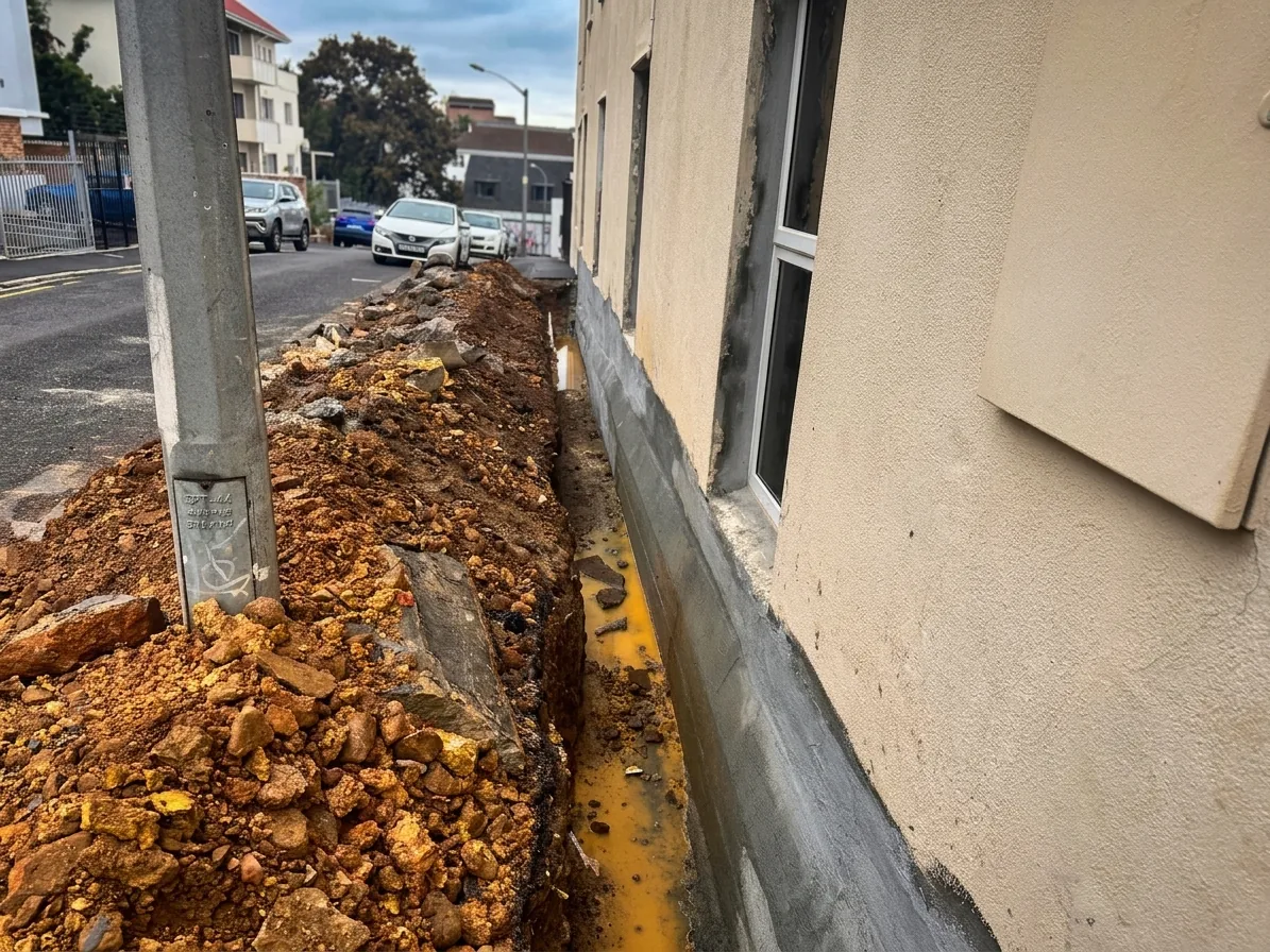 Exterior excavation and drainage to treat rising damp in Rosebank