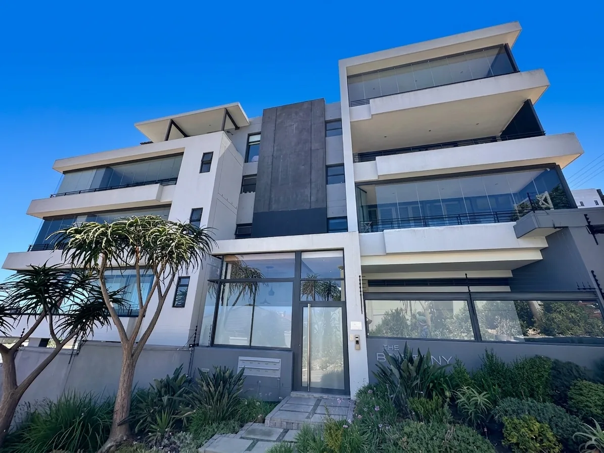 Repainted front facade of The Brittany apartments in Sea Point, Cape Town