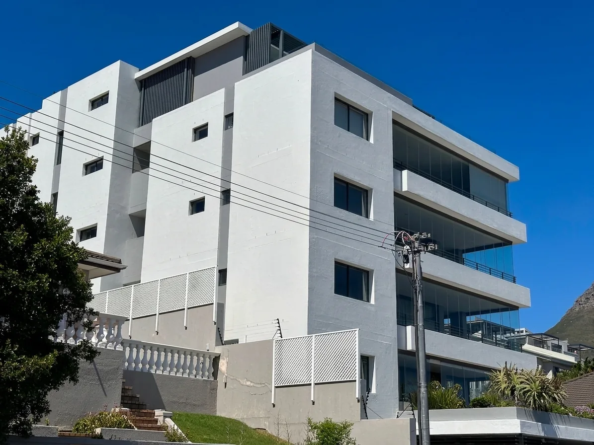 Side elevation of The Brittany after repainting in Sea Point, Cape Town